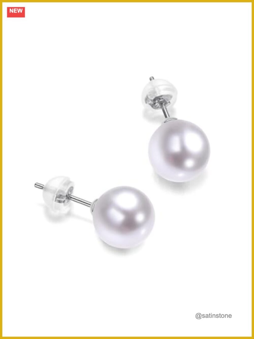 8-9mm Natural Freshwater Pearl Stud Earrings 18K Real Gold Fine Jewelry